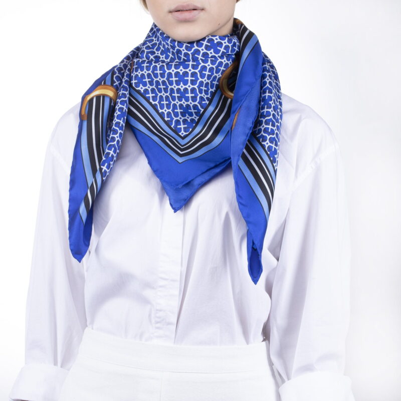Electric Blue Silk Scarf Logomanía 90