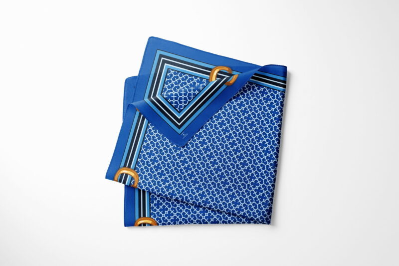 Electric Blue Silk Scarf Logomanía 90