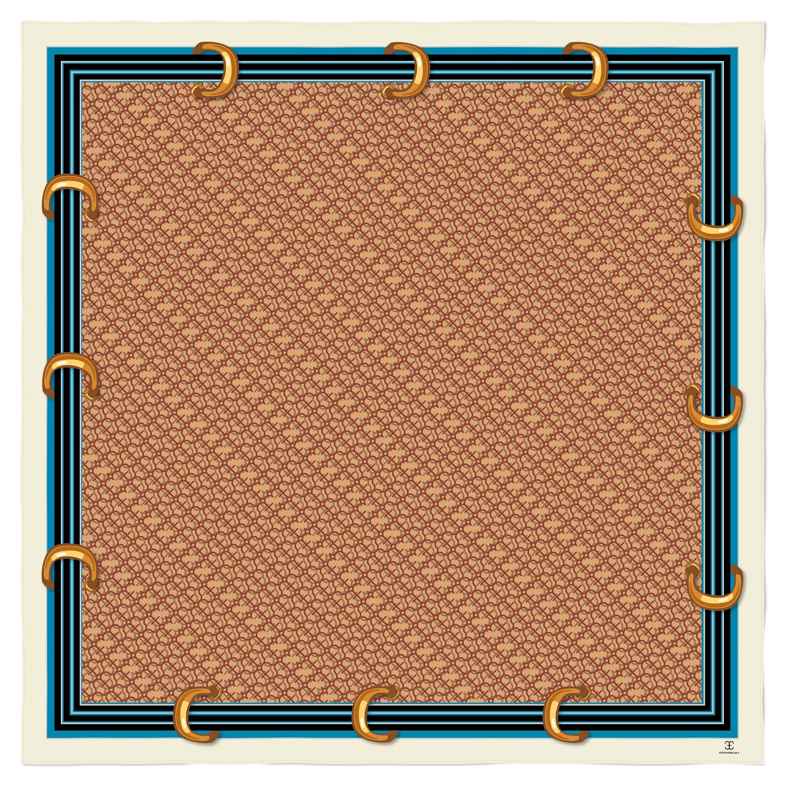 Logomanía in mocca colour Silk Scarf 90