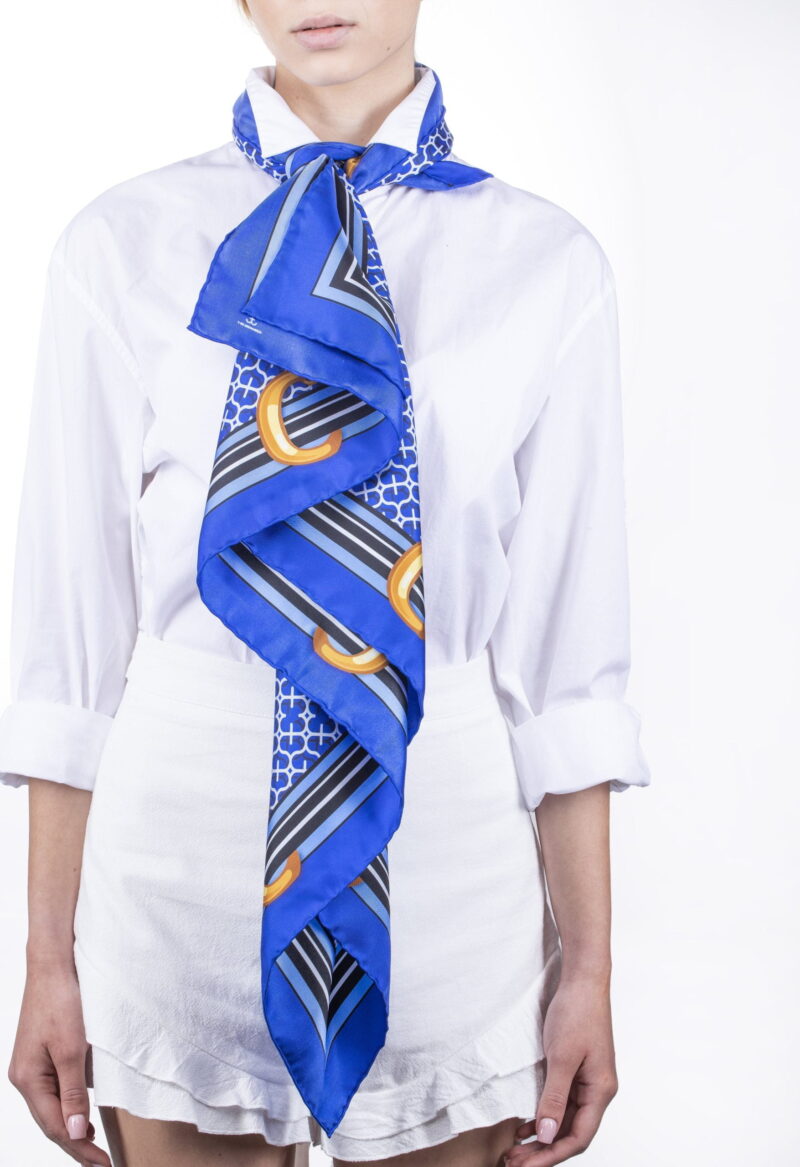 Electric Blue Silk Scarf Logomanía 90